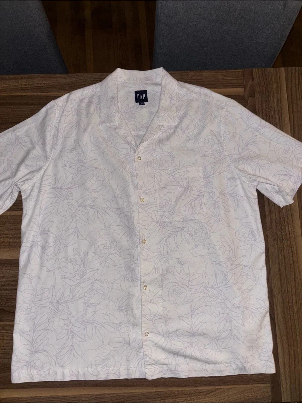 Gap Men's Short Sleeve Button-Up Linen Shirt White Size XL - Picture 2 of 16